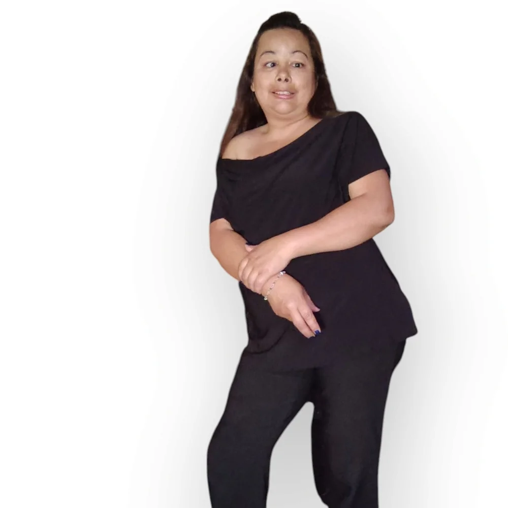 Jessica Black Draped Top – Size Large - Picture 4 of 15